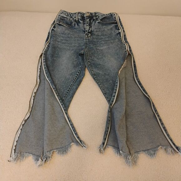 Side Zipper Jeans  Cut Off Fringe Hippie Hipster Boho Women's Size 4 - Picture 2 of 10
